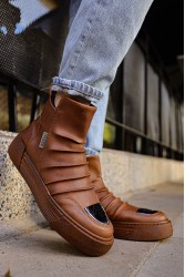 Erkek Bilekli Sneaker - Taba - 113