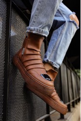 Erkek Bilekli Sneaker - Taba - 113