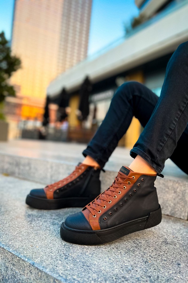 Erkek Bilekli Sneaker - Siyah Taba - 167