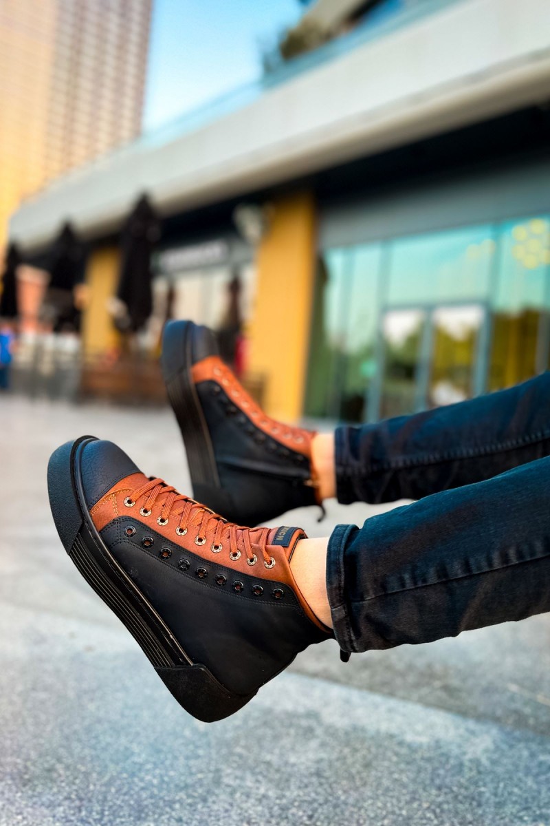 Erkek Bilekli Sneaker - Siyah Taba - 167