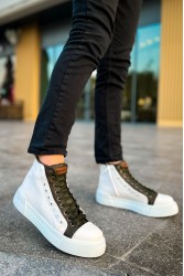 Erkek Bilekli Sneaker - Beyaz Haki - 167