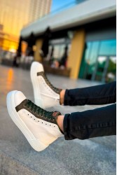 Erkek Bilekli Sneaker - Beyaz Haki - 167