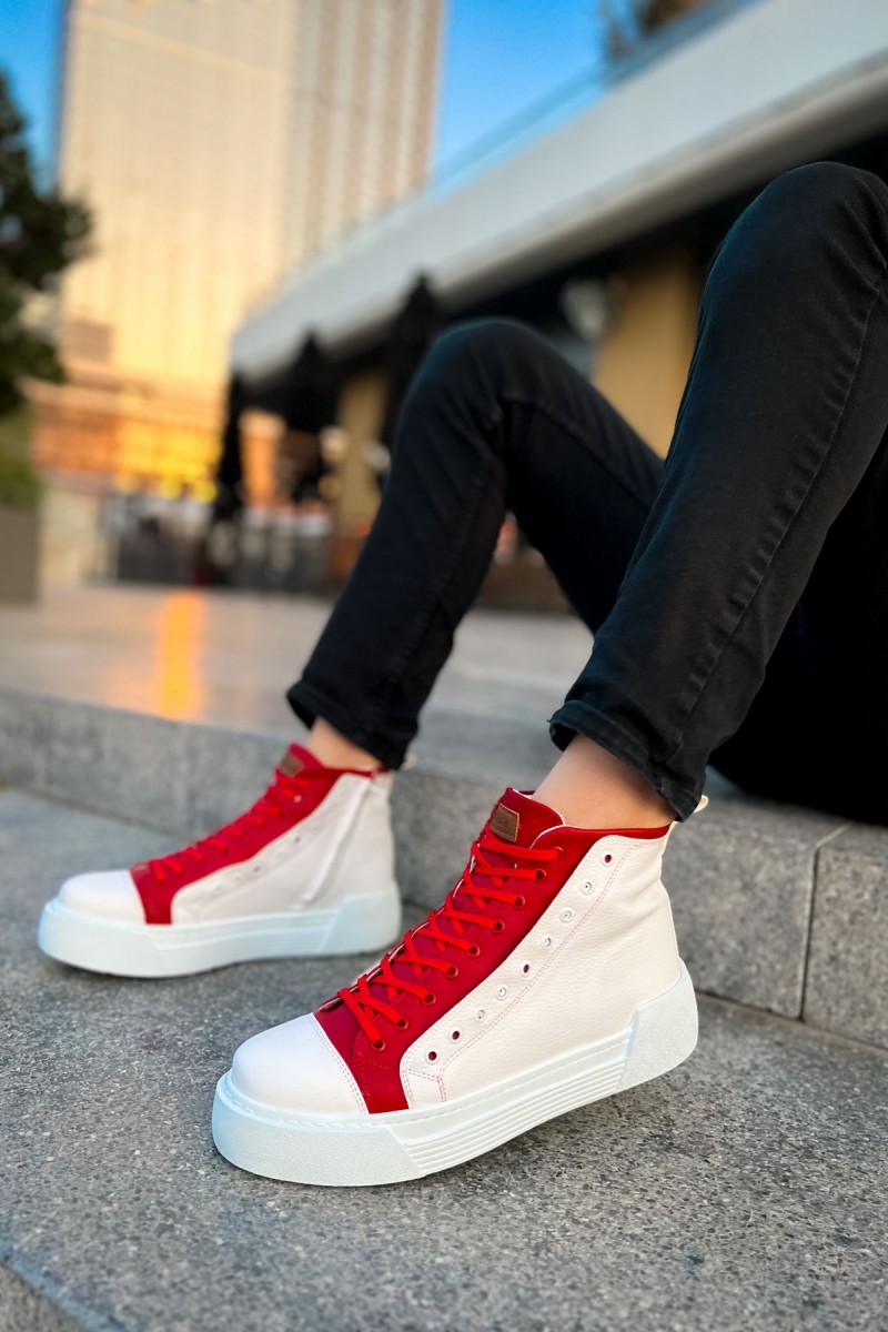 Erkek Bilekli Sneaker - Beyaz Kırmızı - 167