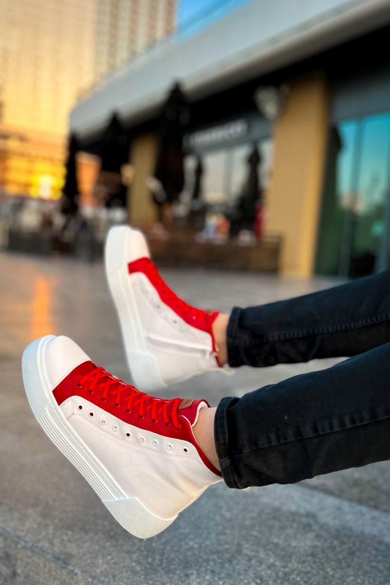 Erkek Bilekli Sneaker - Beyaz Kırmızı - 167