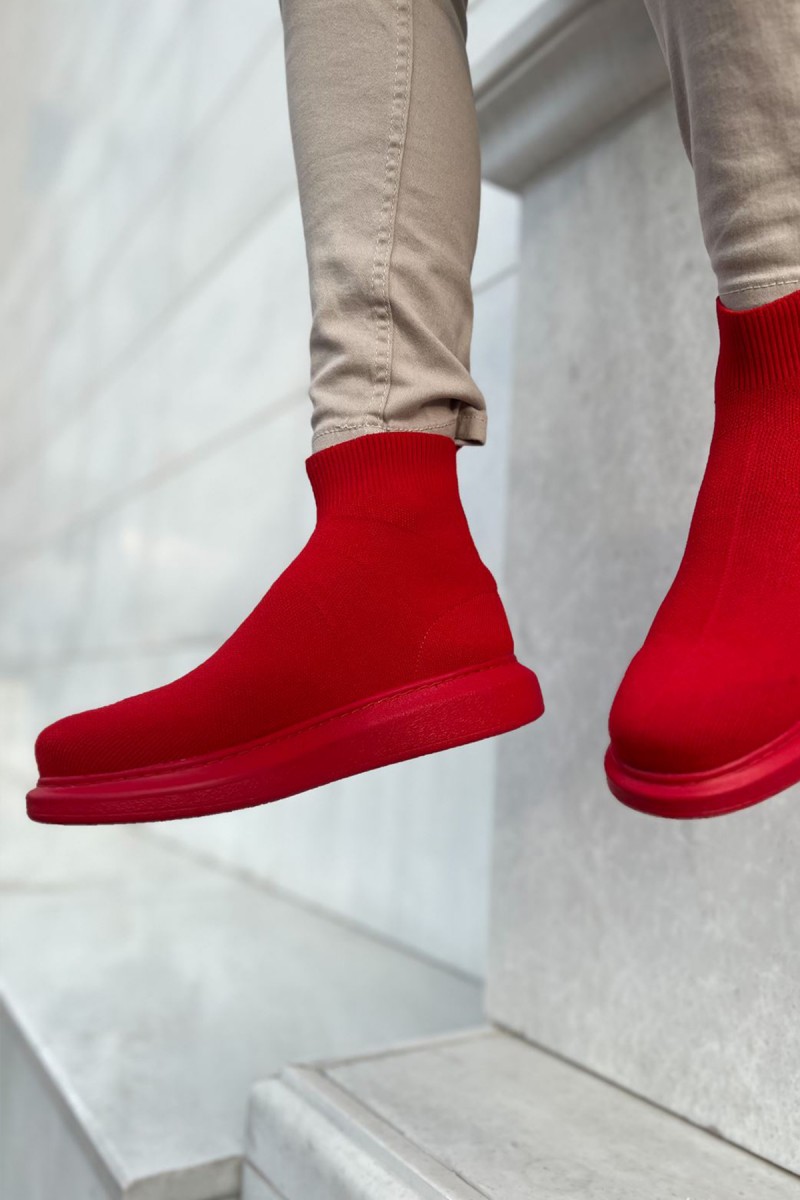 Erkek Bilekli Sneaker - Kırmızı - 207