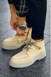 Erkek Bilekli Sneaker - Bej - 213