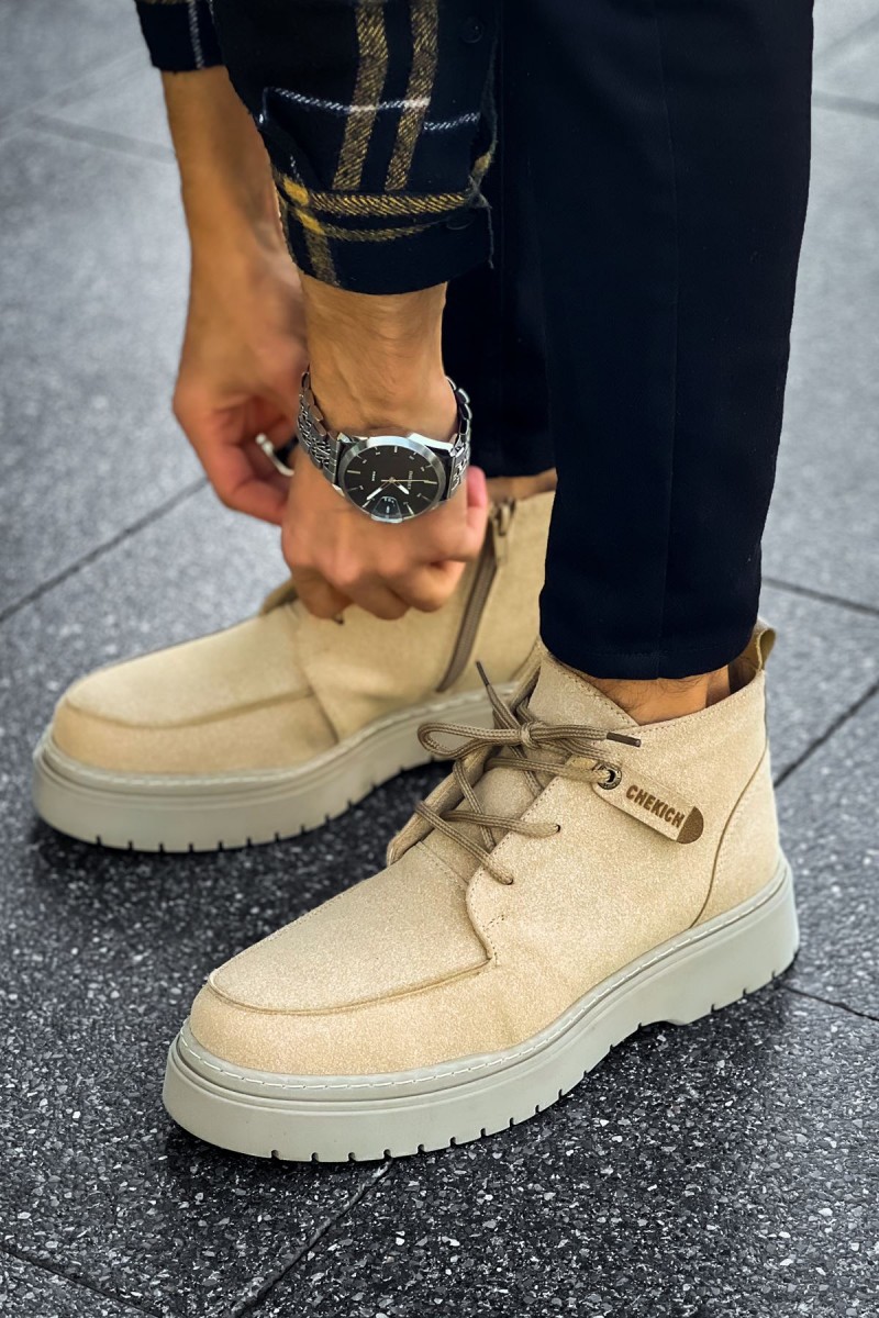 Erkek Bilekli Sneaker - Bej - 213