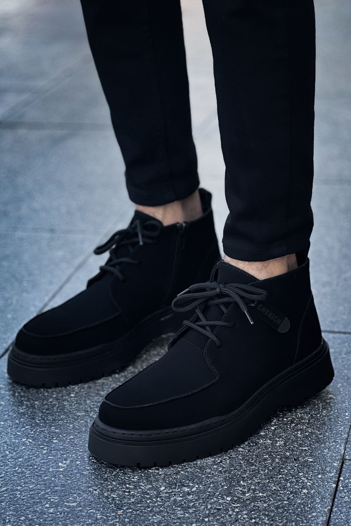 Erkek Bilekli Sneaker - Siyah Süet - 213