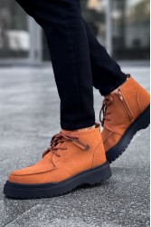 Erkek Bilekli Sneaker - Taba Siyah Süet - 213