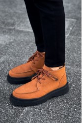 Erkek Bilekli Sneaker - Taba Siyah Süet - 213