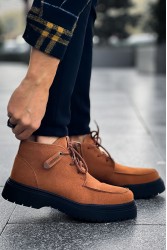 Erkek Bilekli Sneaker - Taba Siyah Süet - 213