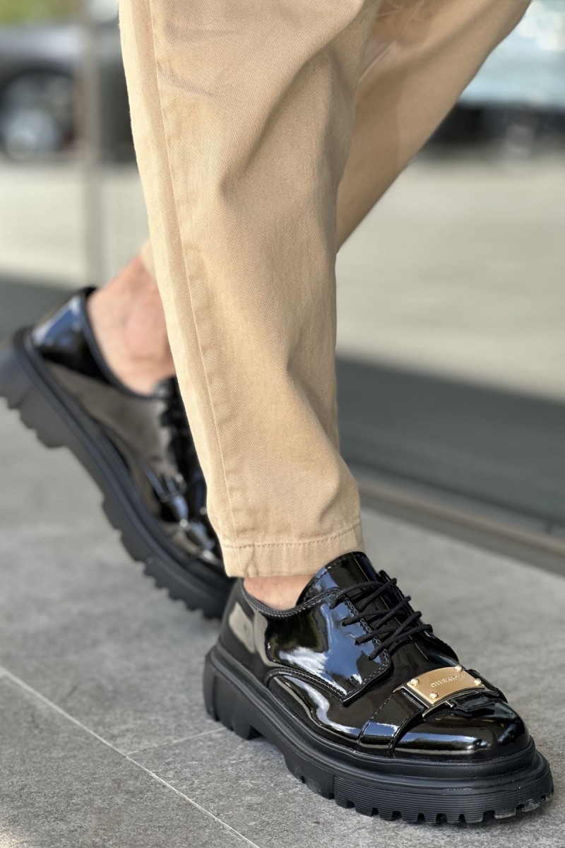 Mens Classic Shoes - Black Patent Leather - 2402