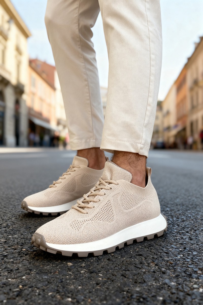 Mens Sneakers - Beige - 2409