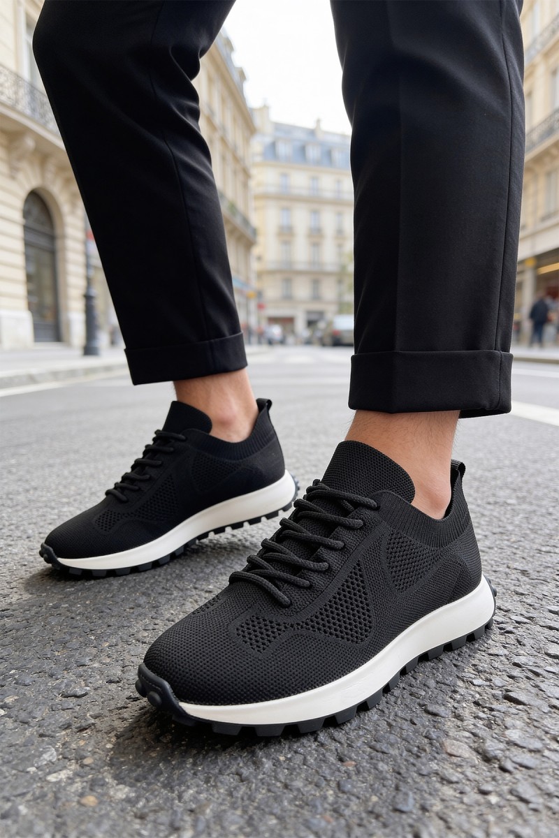 Mens Sneakers - Black White - 2409