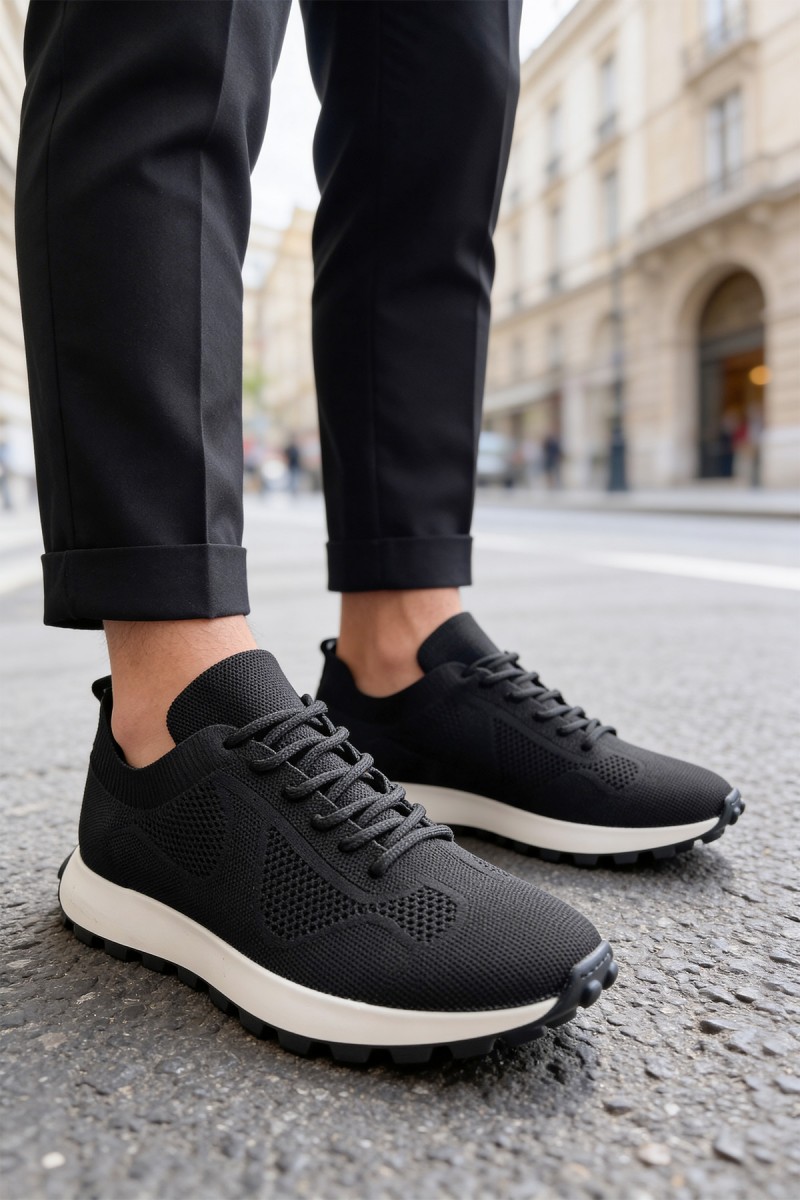 Mens Sneakers - Black White - 2409