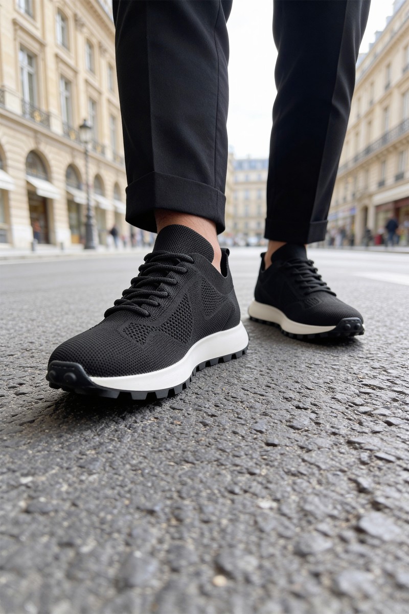 Mens Sneakers - Black White - 2409