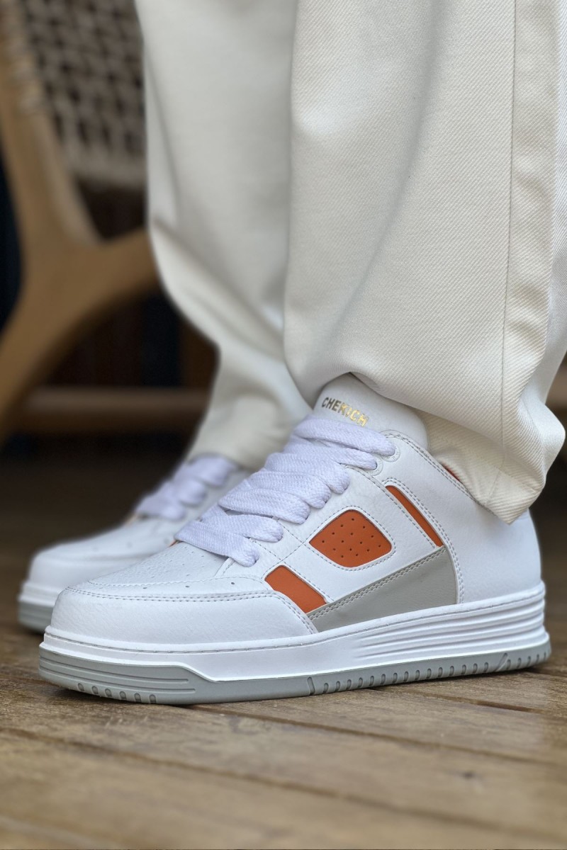 Erkek Sneaker - Beyaz Turuncu - 2410