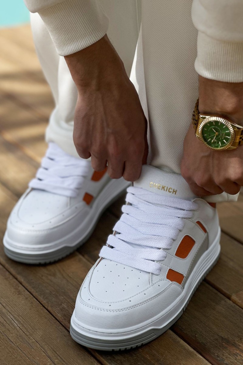 Erkek Sneaker - Beyaz Turuncu - 2410