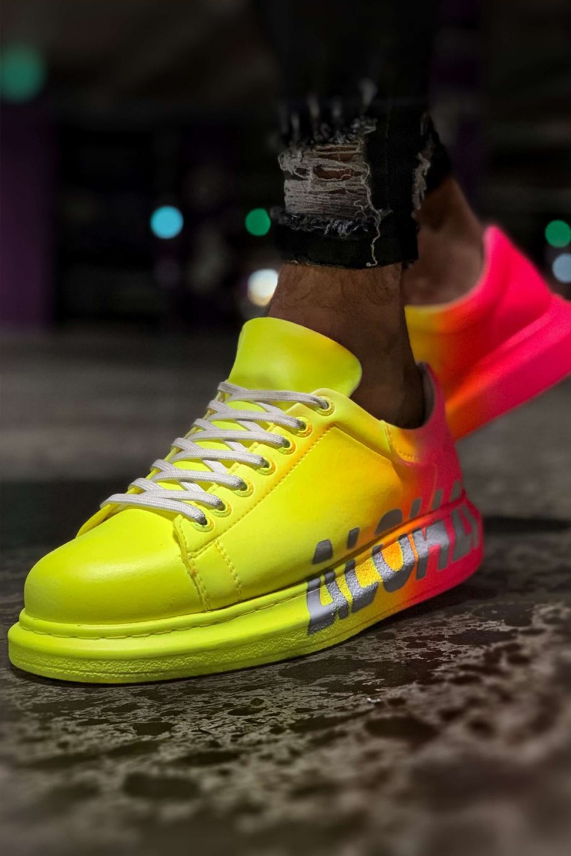 Erkek Sneaker - Sarı Pembe Aloha Boyalı - 254
