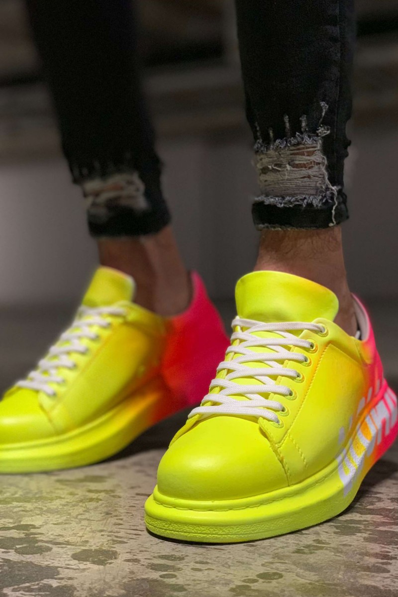 Erkek Sneaker - Sarı Pembe Aloha Boyalı - 254