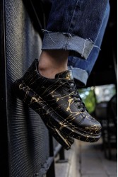 Erkek Sneaker - Siyah Altın Boyalı - 254