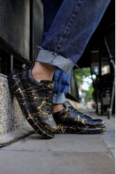 Erkek Sneaker - Siyah Altın Boyalı - 254