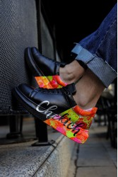 Erkek Sneaker - Siyah Kırmızı Sarı Boyalı - 254