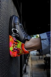 Erkek Sneaker - Siyah Kırmızı Sarı Boyalı - 254