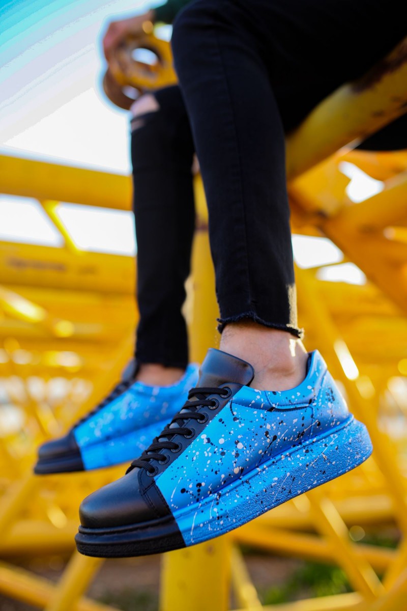 Erkek Sneaker - Mavi Siyah Boyalı - 254