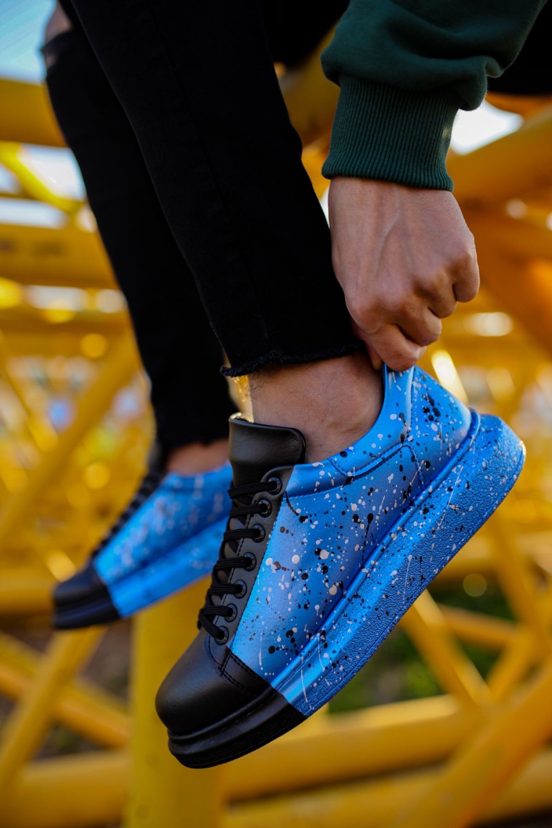 Erkek Sneaker - Mavi Siyah Boyalı - 254