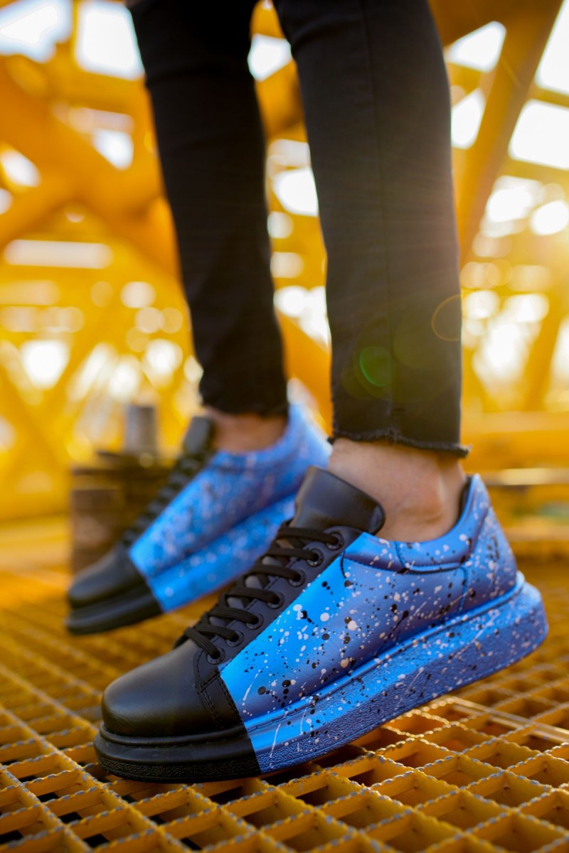 Erkek Sneaker - Mavi Siyah Boyalı - 254