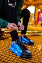 Erkek Sneaker - Mavi Siyah Boyalı - 254