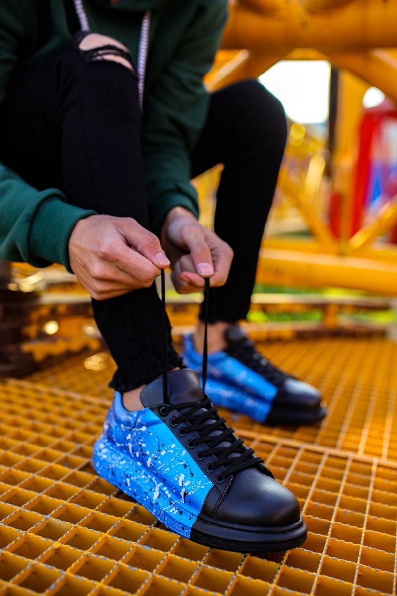 Erkek Sneaker - Mavi Siyah Boyalı - 254