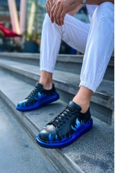 Mens Sneakers - Blue Black Painted 3 - 254