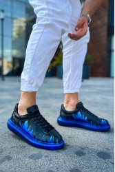 Mens Sneakers - Blue Black Painted 3 - 254