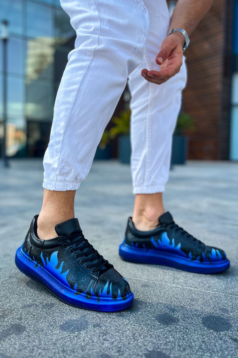 Mens Sneakers - Blue Black Painted 3 - 254