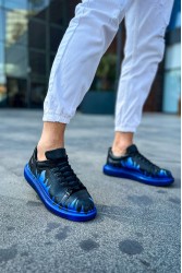 Mens Sneakers - Blue Black Painted 3 - 254
