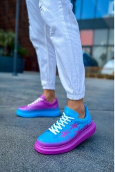 Mens Sneakers - Blue Purple Painted - 254