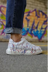 Mens Sneakers - Blue Red Painted - 254