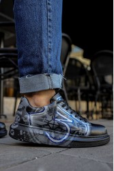 Erkek Sneaker - Mavi Beyaz Grafiti Boyalı - 254