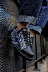 Erkek Sneaker - Mavi Beyaz Grafiti Boyalı - 254