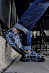 Erkek Sneaker - Mavi Beyaz Grafiti Boyalı - 254