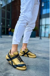 Mens Sneakers - Black Gold Painted 3 - 254