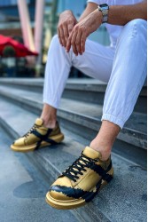 Mens Sneakers - Black Gold Painted 3 - 254