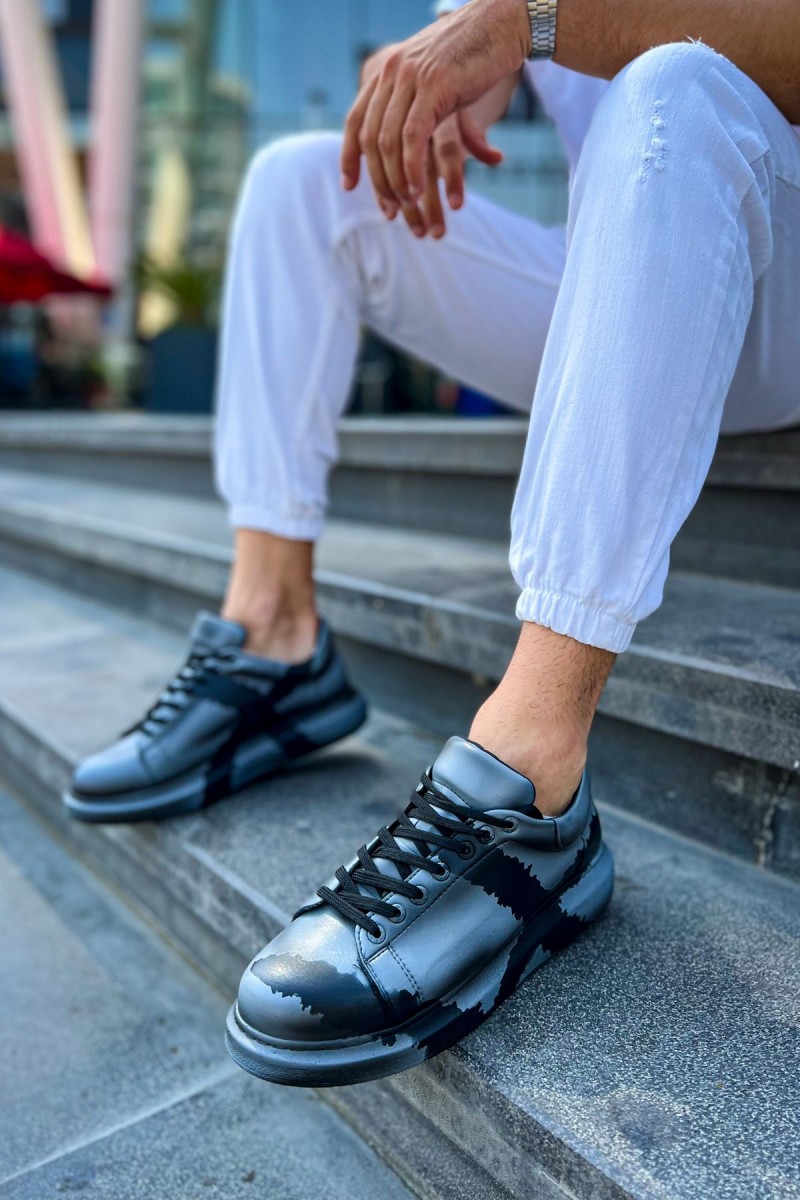 Mens Sneakers - Gray Black Painted 2 - 254