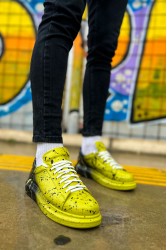 Erkek Sneaker - Yeşil Siyah Boyalı - 254