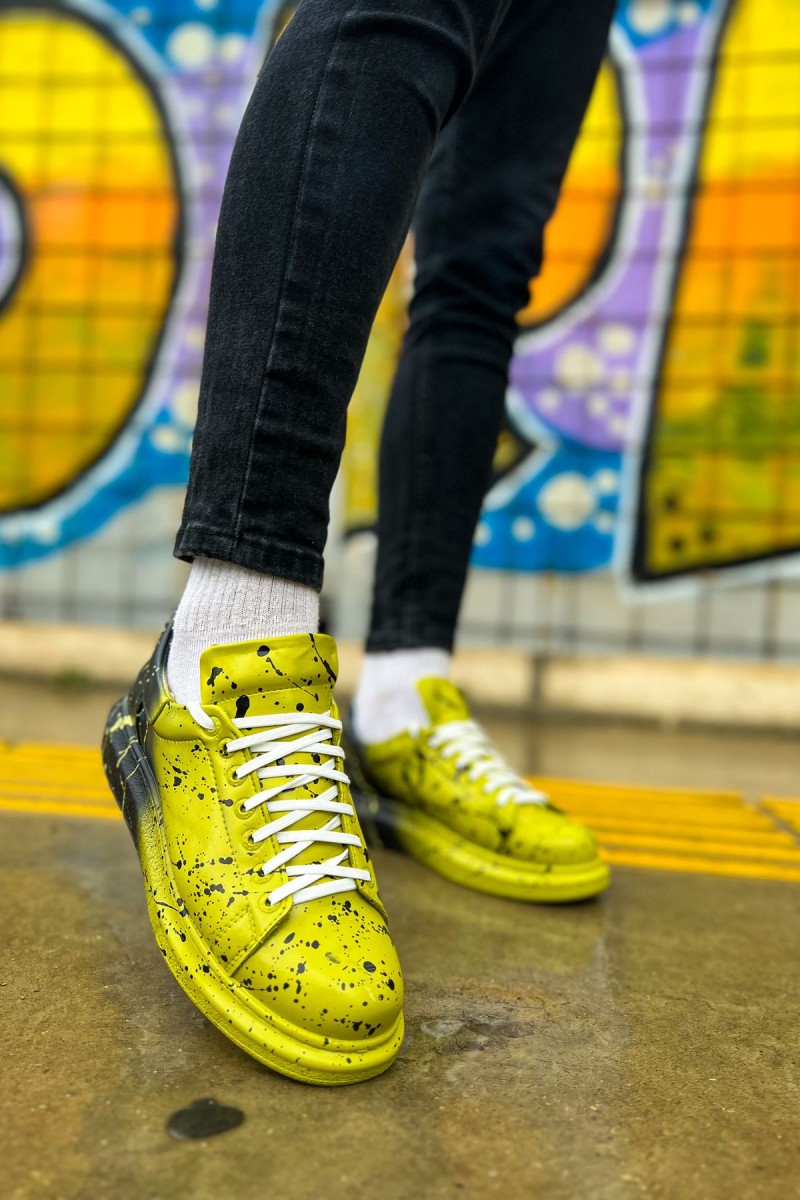 Erkek Sneaker - Yeşil Siyah Boyalı - 254