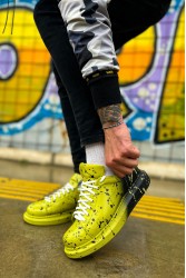 Erkek Sneaker - Yeşil Siyah Boyalı - 254