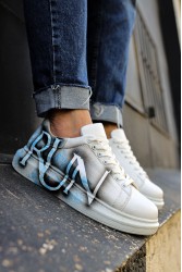 Erkek Sneaker - Mavi Beyaz Run Boyalı - 254
