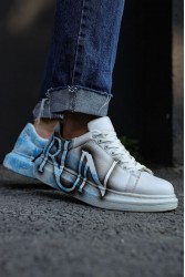 Erkek Sneaker - Mavi Beyaz Run Boyalı - 254